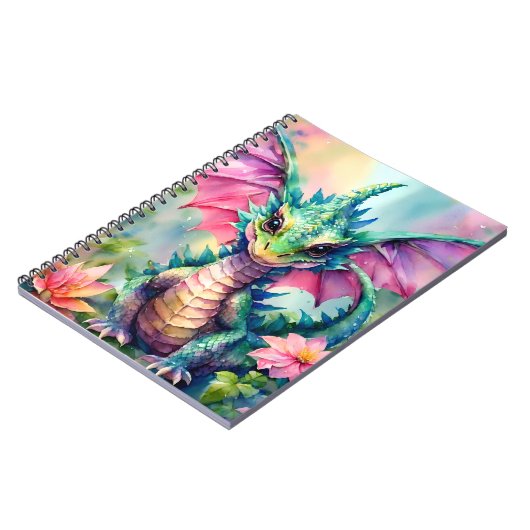 Grün und Rosa Baby Dragon Notizblock (Linke Seite)