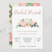Grün-und Rosa-Blumen| BrautBrunch Einladung (Vorne/Hinten)