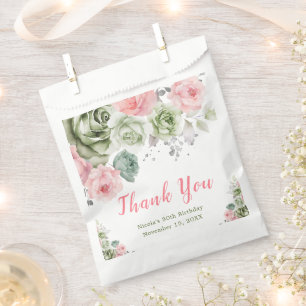 Grün und Rosa Blumenbäume Geburtstag Geschenktütchen