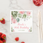 Grün und Rosa Blumenbäume Geburtstag Serviette (Beispiel)