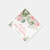 Grün und Rosa Blumenbäume Geburtstag Serviette (Ecke)