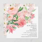 Grün und Rosa Blumengebäck I Einladung (Vorne/Hinten)