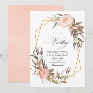 Grün und Rosa Blumenhochzeit Einladung