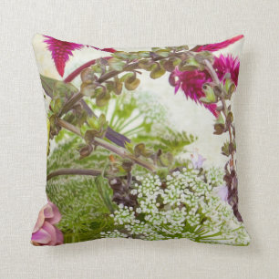 Grün-und Rosa-botanisches Kissen