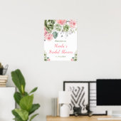 Grün und Rosa Brautparty Willkommen Poster (Heimbüro)