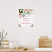 Grün und Rosa Brautparty Willkommen Poster (Küche)
