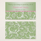 Grün und Rosa Damask Hochzeitsvorzugstempel (Vorne & Hinten)