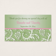 Grün und Rosa Damask Hochzeitsvorzugstempel