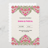 Grün und Rosa Elegant Floral Indian Wedding Invit Einladung (Vorne/Hinten)