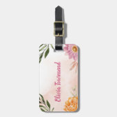 Grün und Rosa Flora Gepäckanhänger (Vorderseite vertikal)