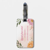 Grün und Rosa Flora Gepäckanhänger (Rückseite vertikal)