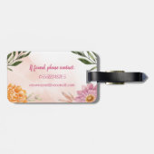 Grün und Rosa Flora Gepäckanhänger (Rückseite horizontal)