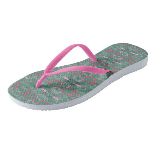 Grün und Rosa geometrische Abstraktion 2 Badesandalen