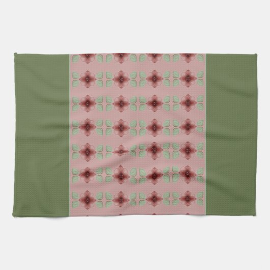 Grün und Rosa Geschirrtuch (Horizontal)