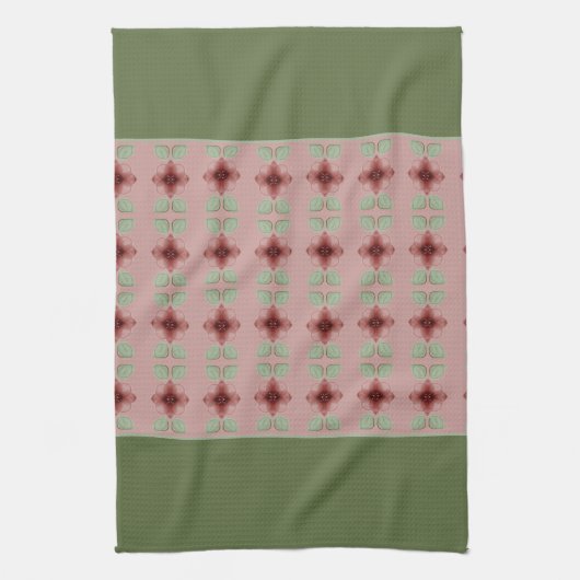 Grün und Rosa Geschirrtuch (Vertikal)