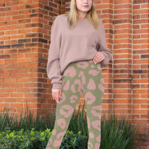 Grün und Rosa Modernes Leopardenmuster Leggings