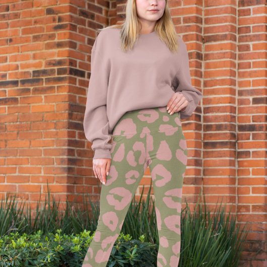 Grün und Rosa Modernes Leopardenmuster Leggings