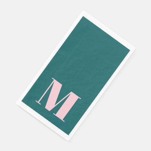 Grün und rosa Monogramm-Party Serviette (Ecke)