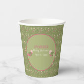 Grün und Rosa Niedliche Vögel Baby-Duschpapier-Bec Pappbecher (Vorderseite)