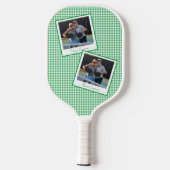 Grün und rosa, Personalisiert mit Fotos Pickleball Schläger (Rückseite)