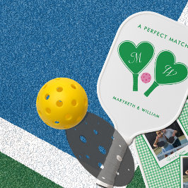 Grün und rosa, Personalisiert mit Fotos Pickleball Schläger