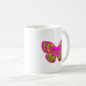 Grün und Rosa Schmetterling Kaffeetasse (VorderseiteRechts)