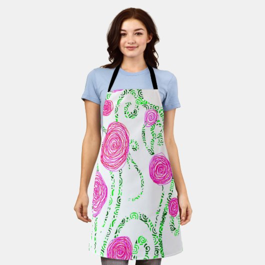 Grün und Rosa Schürze (Getragen)