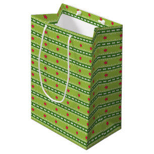Grün-und Rosa-Stern-Geschenk-Tasche Mittlere Geschenktüte