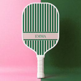 Grün und Rosa Stipes Moderner Personalisierter Nam Pickleball Schläger
