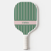 Grün und Rosa Stipes Moderner Personalisierter Nam Pickleball Schläger (Vorderseite)