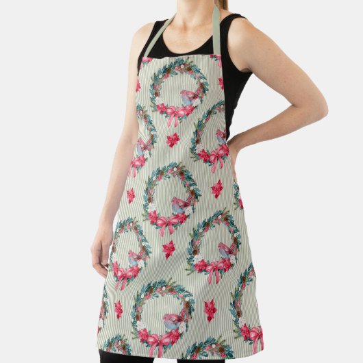 Grün und Rosa Weihnachtskranz und Kardinal Schürze (InSitu)