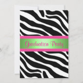 Grün und Rosa, Zebra-Abschluss-Party Einladung (Rückseite)