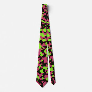 Grün und Rose Rosa Camouflage in Braun Krawatte
