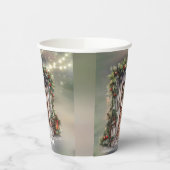 Grün und Rot Berry dekorierte Lichttür Weihnachten Pappbecher (Links)