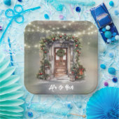 Grün und Rot Berry dekorierte Tür Licht Weihnachte Pappteller (Party)