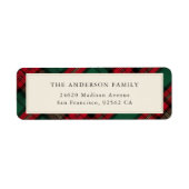 Grün und Rot Elegant Karierte Weihnachtsadresse (Vorne)