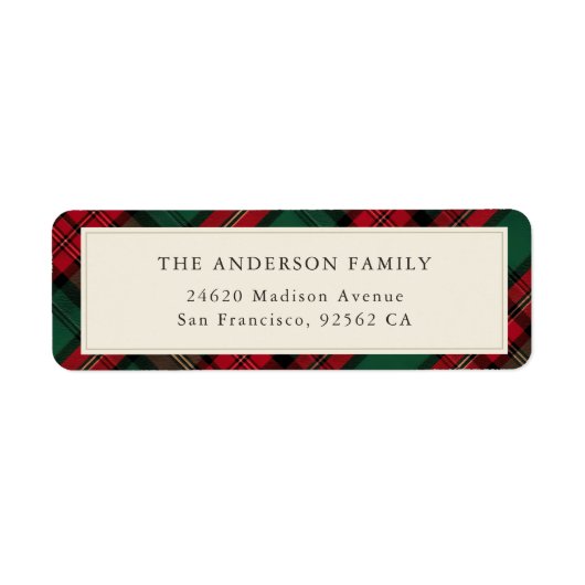 Grün und Rot Elegant Karierte Weihnachtsadresse (Vorne)