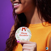 Grün und Rot feierlich frohe Weihnachten Runder Aufkleber