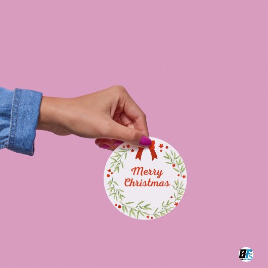 Grün und Rot feierlich frohe Weihnachten Runder Aufkleber