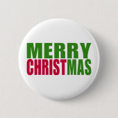 Grün und Rot frohe Weihnachten Button (Vorderseite)