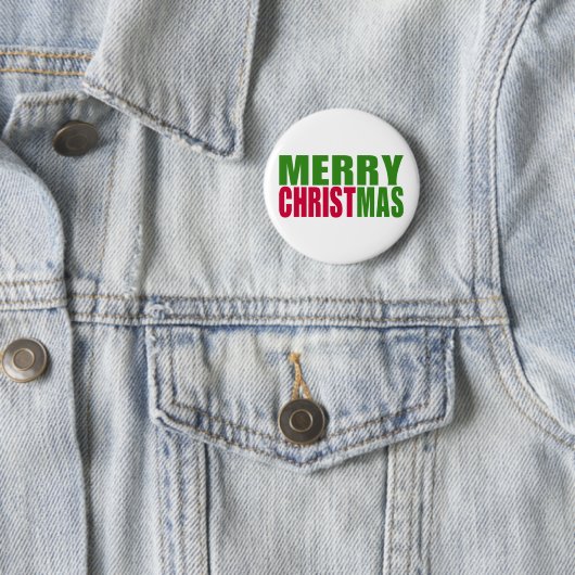 Grün und Rot frohe Weihnachten Button (Beispiel)