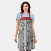 Grün und Rot Frohe Weihnachtsgeburt Kardinal Bird  Schürze (Getragen)