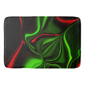 Grün und rot gekrümmte Linien über dunkelgrünem Fo Badematte (Vorderseite)