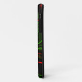 Grün und rot gekrümmte Linien über dunkelgrünem Fo Case-Mate iPhone Hülle (Hinten/Links)