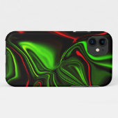 Grün und rot gekrümmte Linien über dunkelgrünem Fo Case-Mate iPhone Hülle (Rückseite (Horizontal))