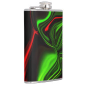 Grün und rot gekrümmte Linien über dunkelgrünem Fo Flachmann (Rechts)