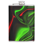 Grün und rot gekrümmte Linien über dunkelgrünem Fo Flachmann (Vorderseite)