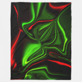 Grün und rot gekrümmte Linien über dunkelgrünem Fo Fleecedecke (Vorderseite)