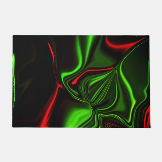 Grün und rot gekrümmte Linien über dunkelgrünem Fo Fußmatte (Vorderseite)