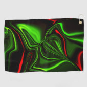 Grün und rot gekrümmte Linien über dunkelgrünem Fo Golfhandtuch (Horizontal)
